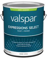 Valspar Expressions Select 4500 028.0045000.007 Latex Paint, Acrylic Base, Satin Sheen, White Base, 1 gal